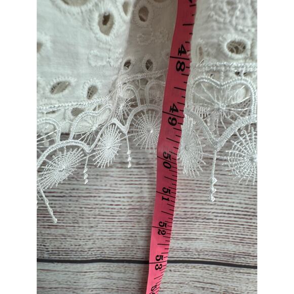 Kobi Halperin Eyelet Crochet Embroidered Midi Dress Womens Small White Tie Back - Picture 12 of 14